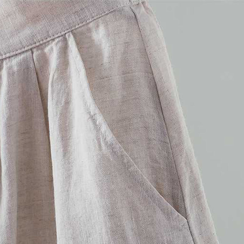 Short d'été décontracté en fibre acrylique avec poches et boutons en forme de grenouille, couleur unie, style décontracté, Buddha Stones