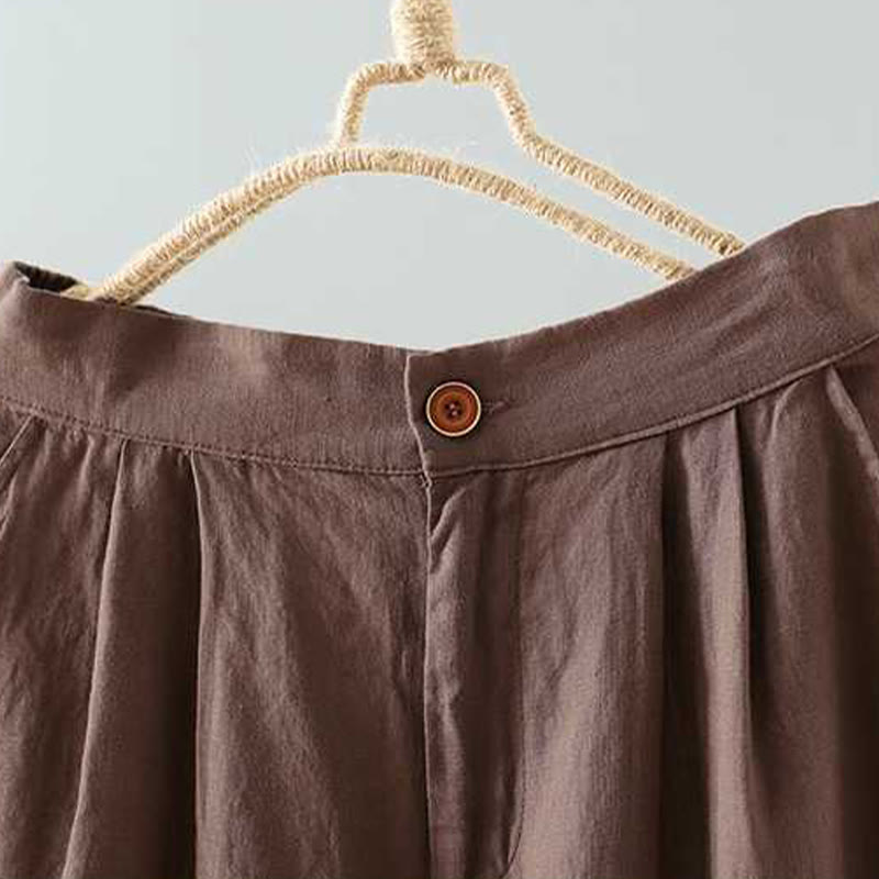 Short d'été décontracté en fibre acrylique avec poches et boutons en forme de grenouille, couleur unie, style décontracté, Buddha Stones