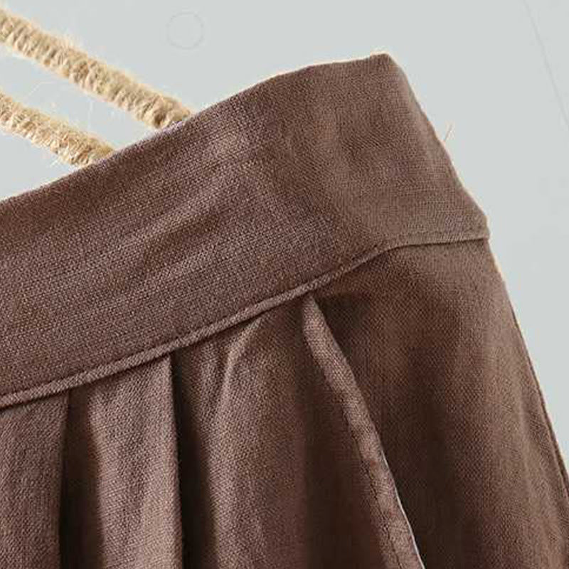 Short d'été décontracté en fibre acrylique avec poches et boutons en forme de grenouille, couleur unie, style décontracté, Buddha Stones - image 20