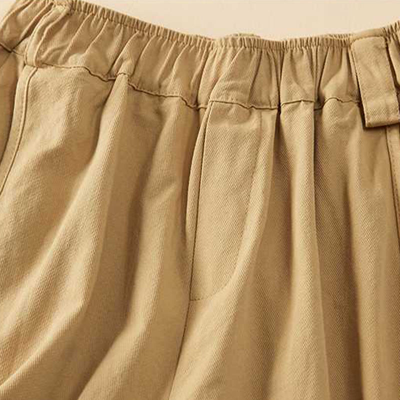 Short d'été décontracté en coton uni avec poches pour femme Motif Buddha Stones
