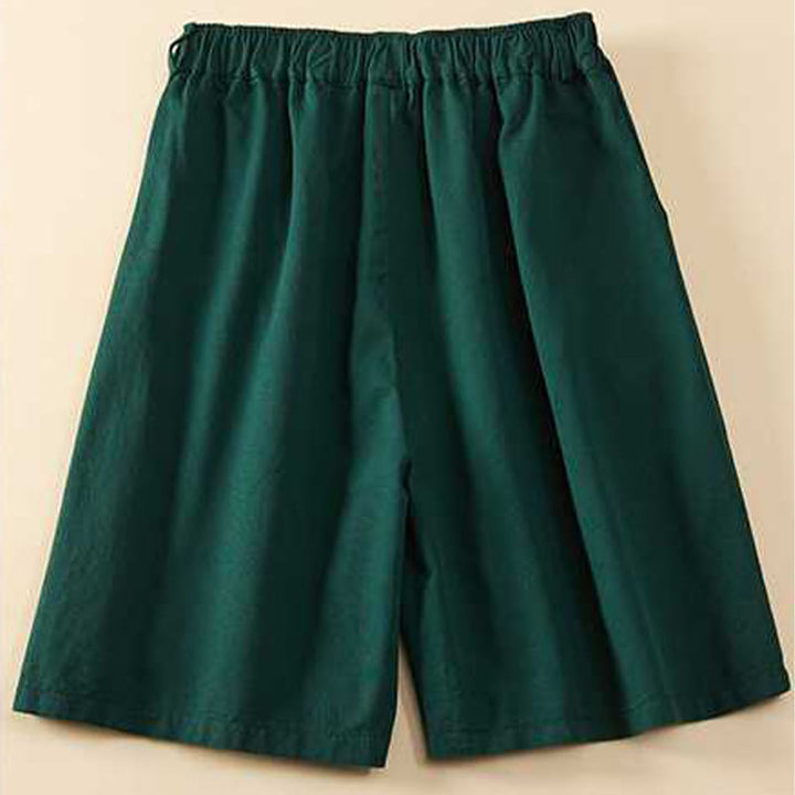 Short d'été décontracté en coton uni avec poches pour femme Motif Buddha Stones