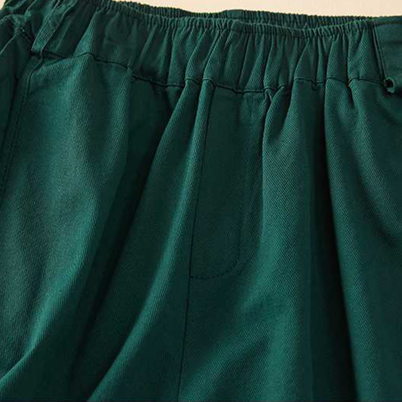 Short d'été décontracté en coton uni avec poches pour femme Motif Buddha Stones