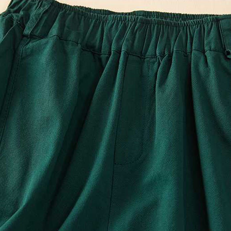 Short d'été décontracté en coton uni avec poches pour femme Motif Buddha Stones