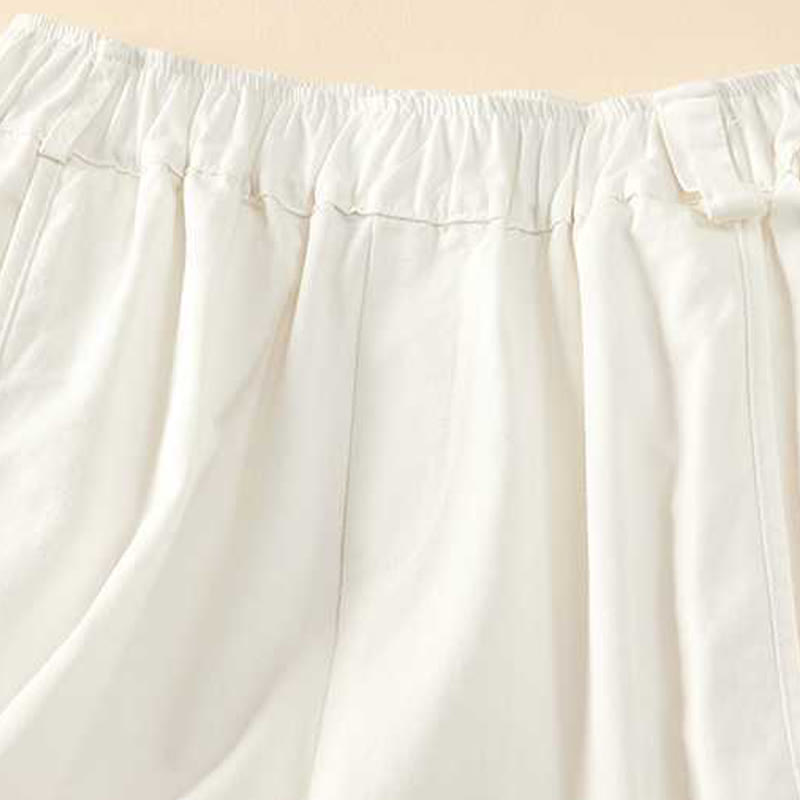 Short d'été décontracté en coton uni avec poches pour femme Motif Buddha Stones