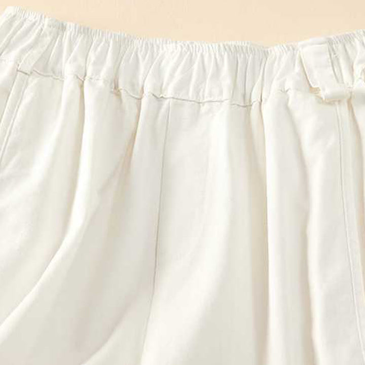 Short d'été décontracté en coton uni avec poches pour femme Motif Buddha Stones