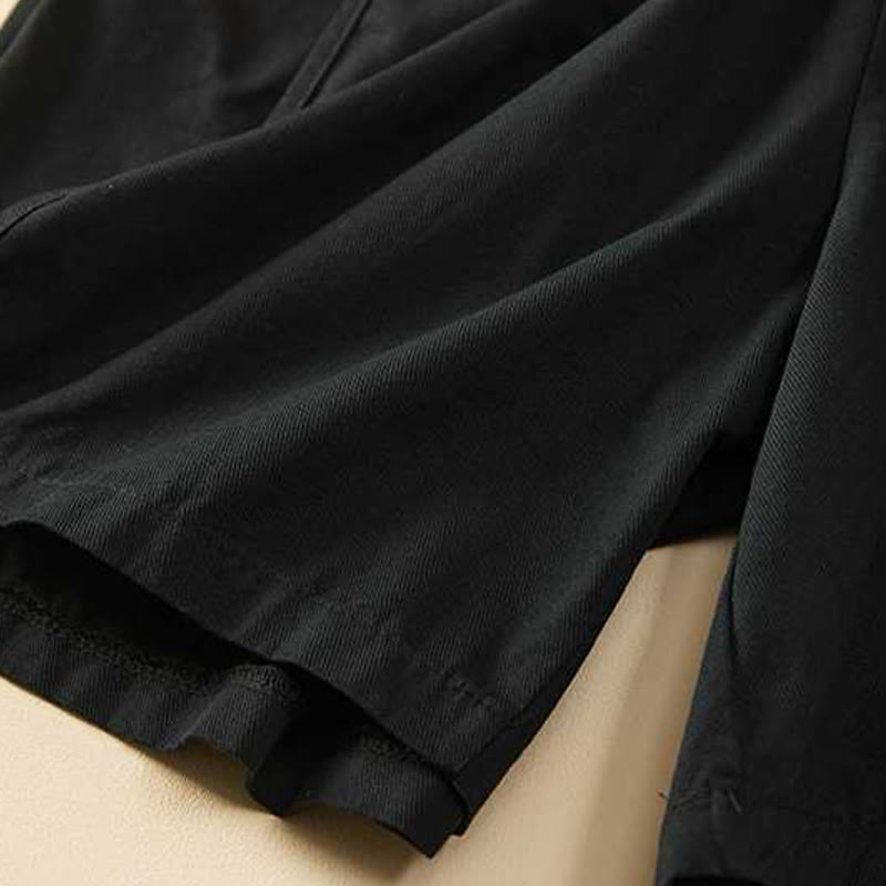 Short d'été décontracté en coton uni avec poches pour femme Motif Buddha Stones