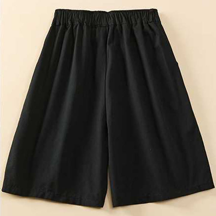 Short d'été décontracté en coton uni avec poches pour femme Motif Buddha Stones