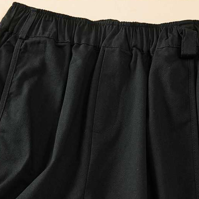 Short d'été décontracté en coton uni avec poches pour femme Motif Buddha Stones