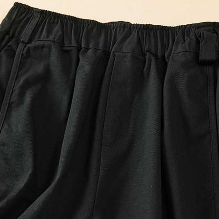 Short d'été décontracté en coton uni avec poches pour femme Motif Buddha Stones