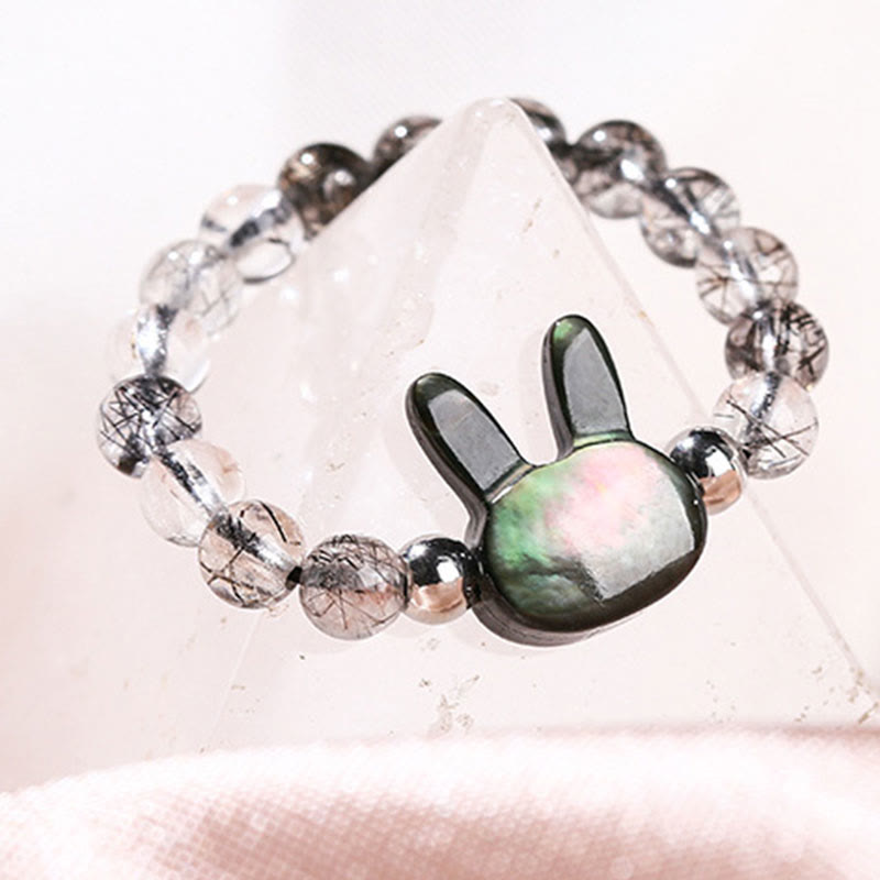 Buddha Stones Chat en Pierre Tridacna Quartz Rutile Noir 3 mm Buddha Stones - image 3