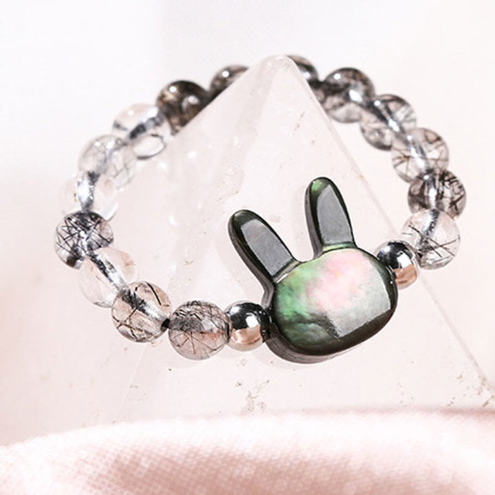 Buddha Stones Chat en Pierre Tridacna Quartz Rutile Noir 3 mm Buddha Stones - image 3