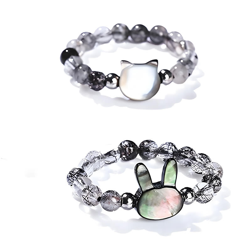 Buddha Stones Chat en Pierre Tridacna Quartz Rutile Noir 3 mm Buddha Stones - image 15
