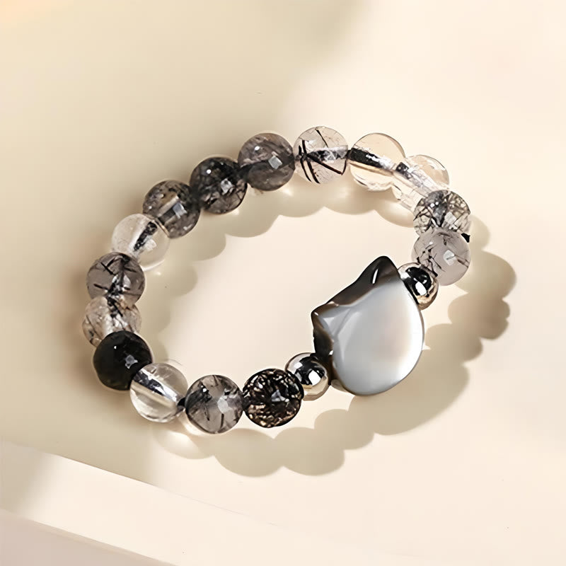 Buddha Stones Chat en Pierre Tridacna Quartz Rutile Noir 3 mm Buddha Stones - image 12