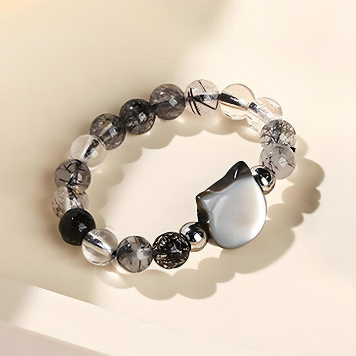 Buddha Stones Chat en Pierre Tridacna Quartz Rutile Noir 3 mm Buddha Stones - image 12