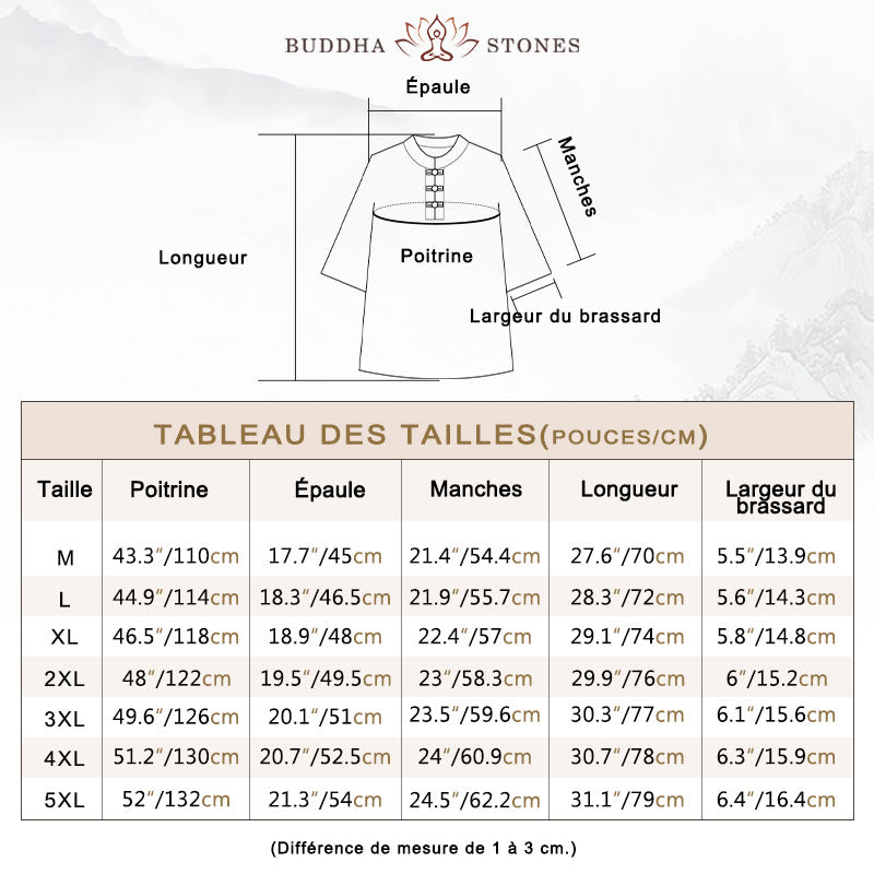 Ensemble 2 pièces de costume Tang traditionnel avec boutons de Buddha Stones et chemise à manches longues et pantalon pour homme - image 3