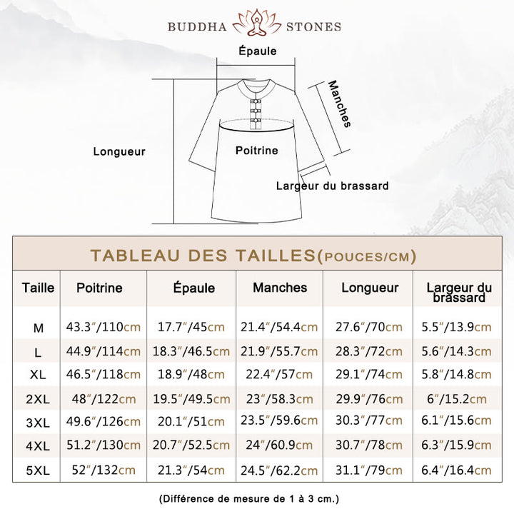 Ensemble 2 pièces de costume Tang traditionnel avec boutons de Buddha Stones et chemise à manches longues et pantalon pour homme - image 3