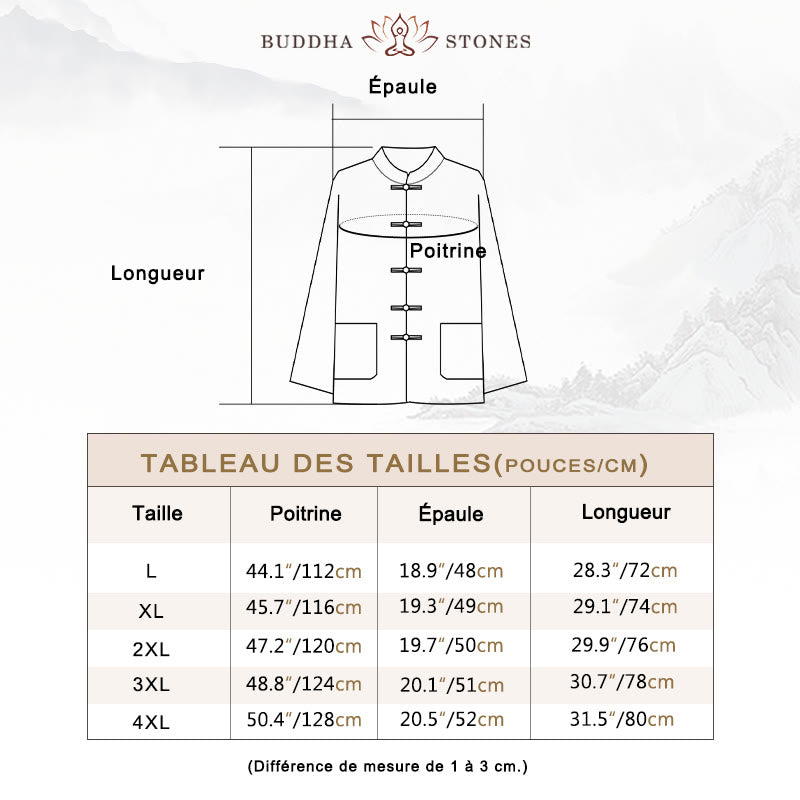 Ensemble chemise à manches longues et pantalon pour homme, 2 pièces, couleur unie, Buddha Stones de grenouille, style Tang - image 3