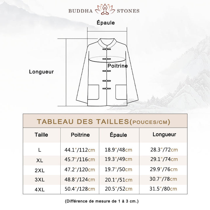 Ensemble chemise à manches longues et pantalon pour homme, 2 pièces, couleur unie, Buddha Stones de grenouille, style Tang - image 3