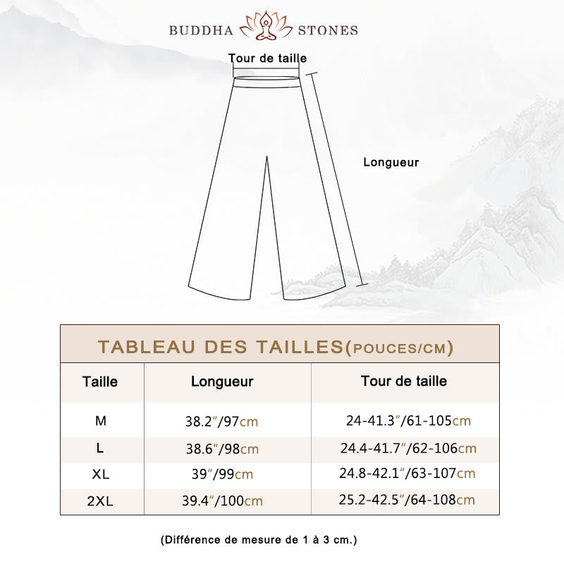 Robe mi-longue cheongsam en mousseline de soie brodée de Buddha Stones Pantalon à jambe large Vêtements de pratique de méditation zen - image 4