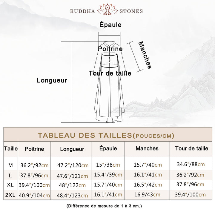 Robe mi-longue cheongsam en mousseline de soie brodée de Buddha Stones Pantalon à jambe large Vêtements de pratique de méditation zen - image 3