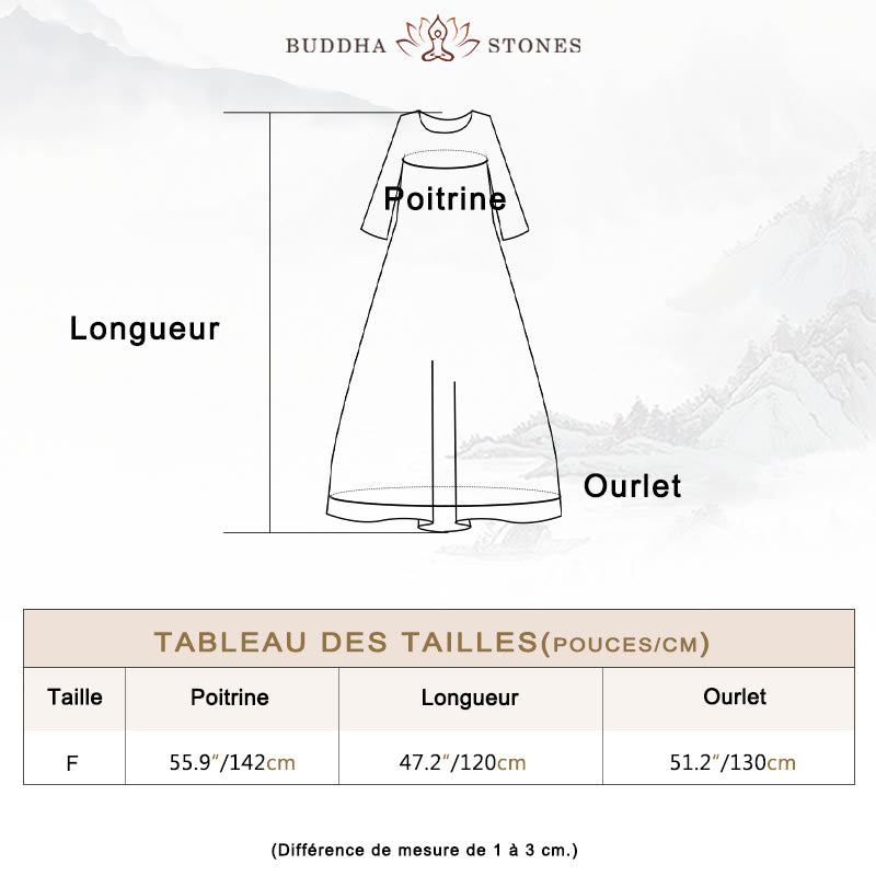 Robe mi-longue à pois colorés orange vert Buddha Stones Robe tunique en coton à manches mi-longues avec poches - image 3