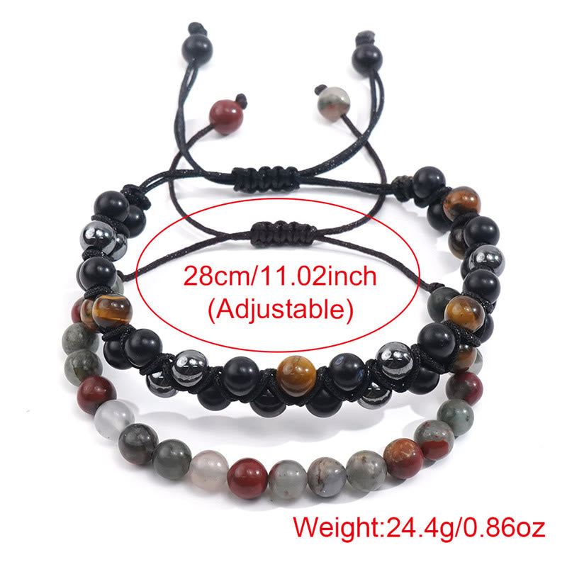 Ensemble de 3 Buddha Stones en onyx noir, œil de tigre et pierre de sang africaine, protection et support