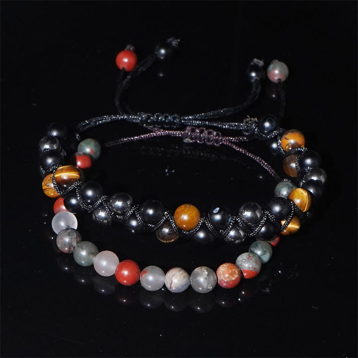 Ensemble de 3 Buddha Stones en onyx noir, œil de tigre et pierre de sang africaine, protection et support
