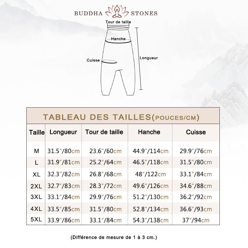 Pantalon sarouel court et long en coton imprimé Buddha Stones Leaves Vine pour homme avec poches - image 12