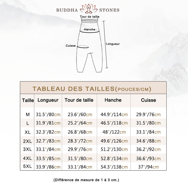 Pantalon sarouel court et long en coton pour homme avec poches, imprimé Buddha Stones, pierres, fleurs, feuilles, marron et bleu - image 12