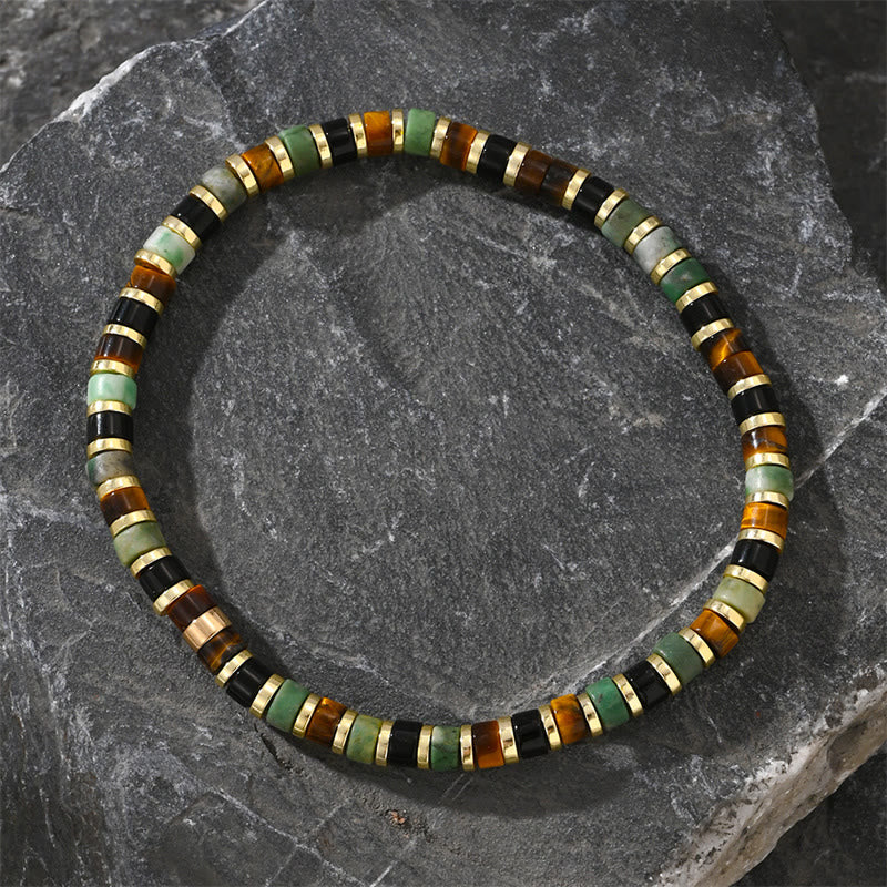 Bracelet de soutien en Buddha Stones naturelles d'hématite et d'œil de tigre