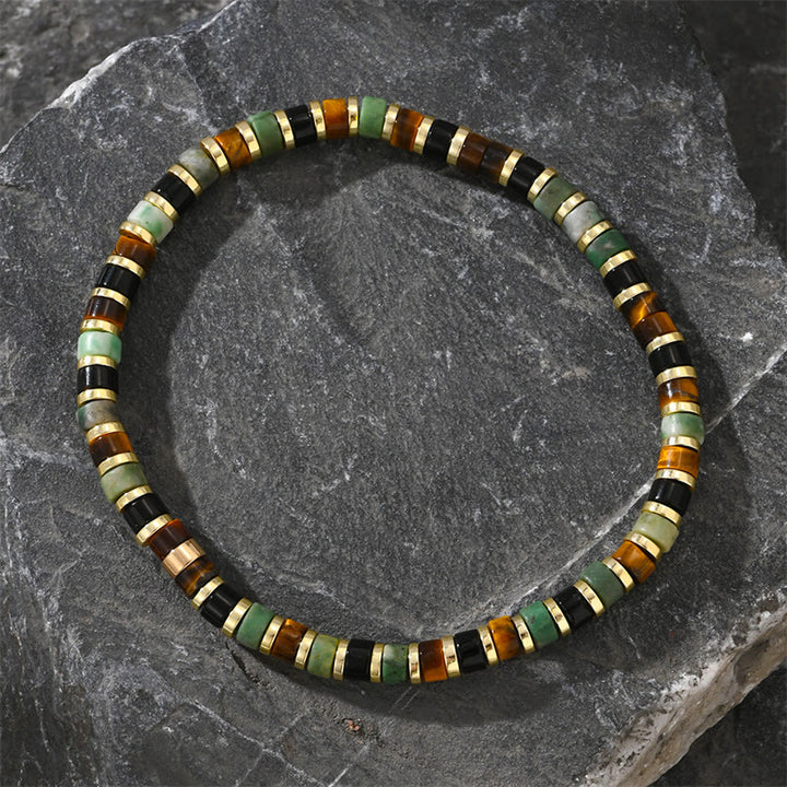 Bracelet de soutien en Buddha Stones naturelles d'hématite et d'œil de tigre