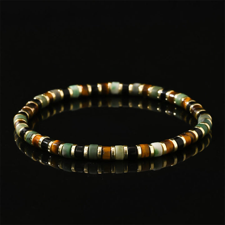 Bracelet de soutien en Buddha Stones naturelles d'hématite et d'œil de tigre