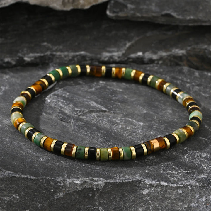 Bracelet de soutien en Buddha Stones naturelles d'hématite et d'œil de tigre