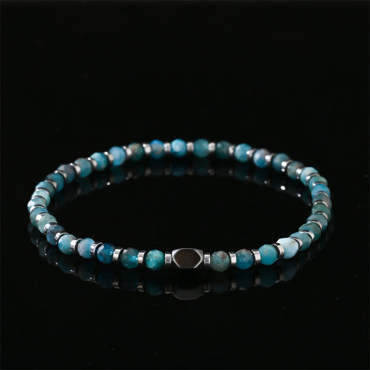 Bracelet de communication en apatite et hématite avec Buddha Stones