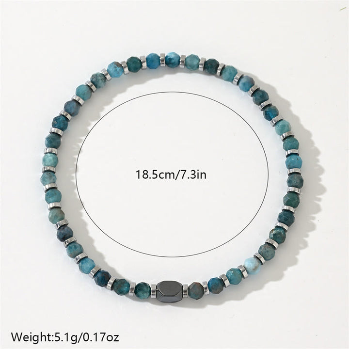 Bracelet de communication en apatite et hématite avec Buddha Stones