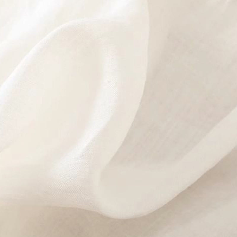 T-shirt décontracté en coton et lin à manches trois-quarts et col ras du cou pour femme avec broderie de fleurs et de feuilles de Buddha Stones - image 7