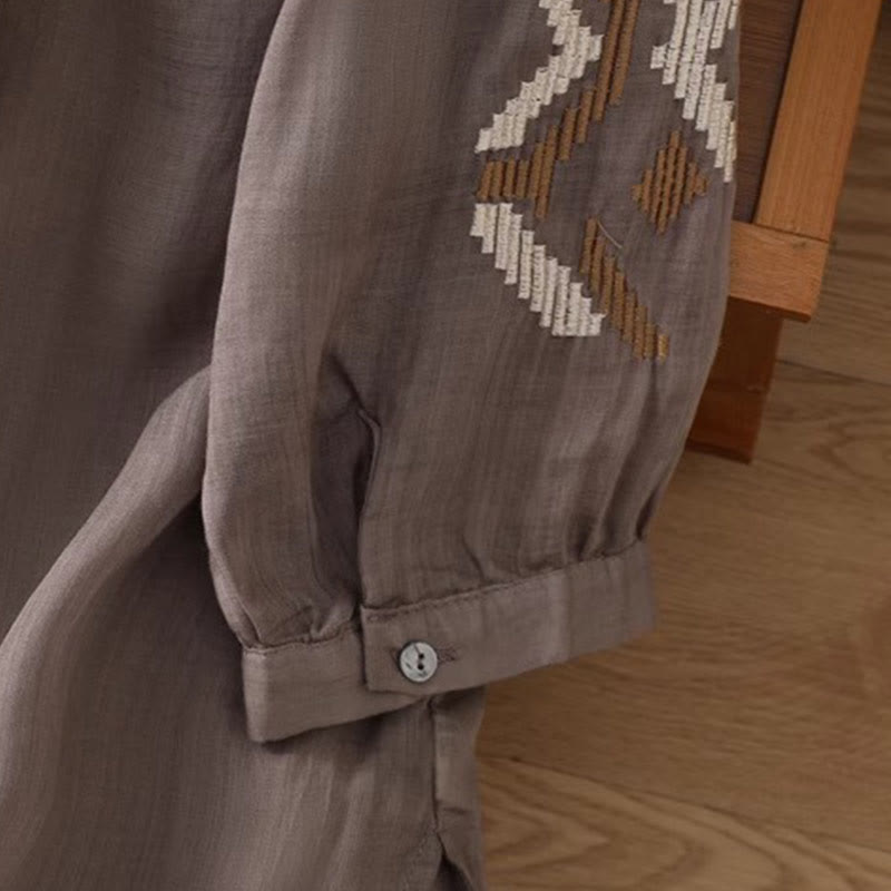 T-shirt décontracté à manches courtes et col ras du cou pour femme, broderie symétrique, motif Buddha Stones, en élasthanne - image 20