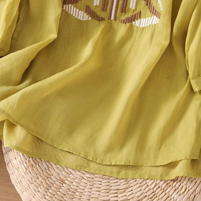 T-shirt décontracté à manches courtes et col ras du cou pour femme, broderie symétrique, motif Buddha Stones, en élasthanne - image 29