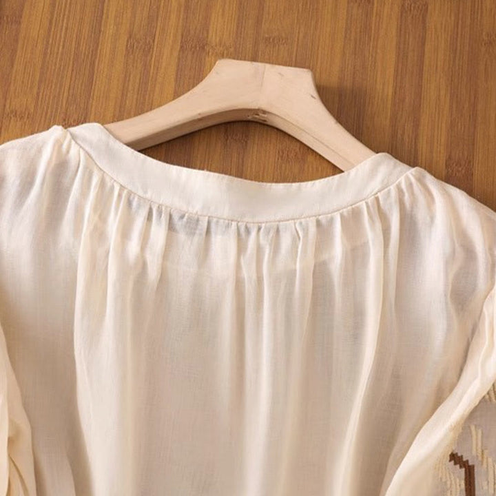 T-shirt décontracté à manches courtes et col ras du cou pour femme, broderie symétrique, motif Buddha Stones, en élasthanne - image 36