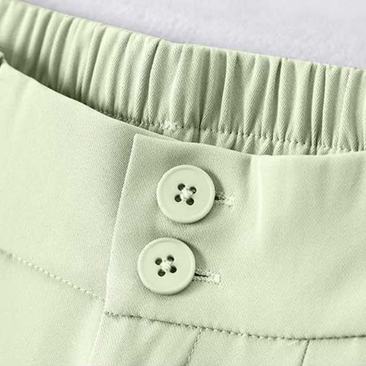 Short d'été décontracté en coton et lin avec poches pour femme, style Buddha Stones, avec fermeture éclair et boutons