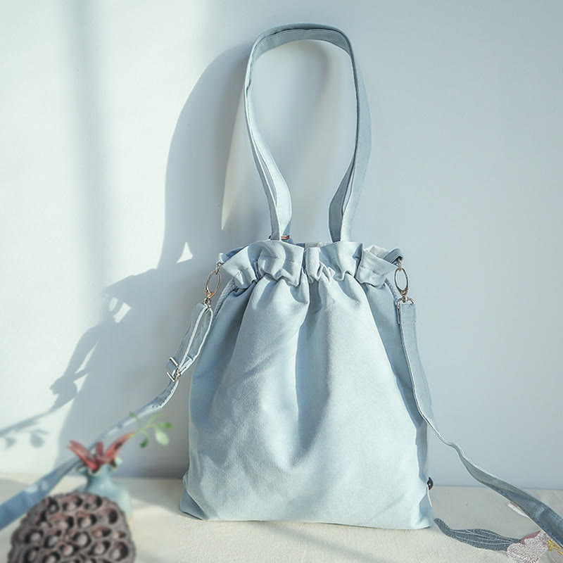 Sac fourre-tout en toile brodé de Buddha Stones , sac à bandoulière, sac à main, poire verte et bleue, Epiphyllum