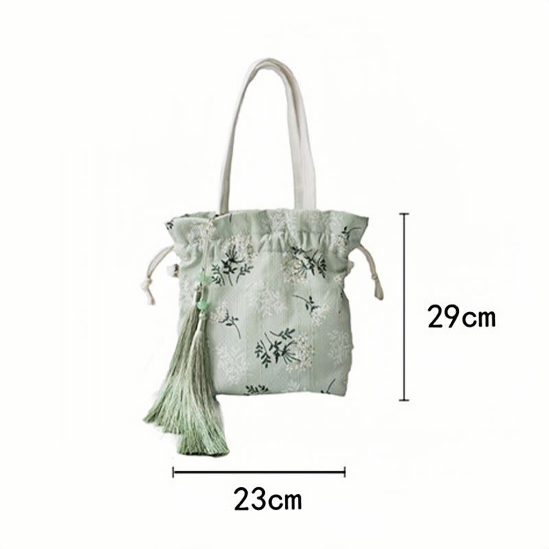 Sac fourre-tout en toile avec Buddha Stones , fleurs blanches et feuilles vertes, sac à bandoulière, sac à main