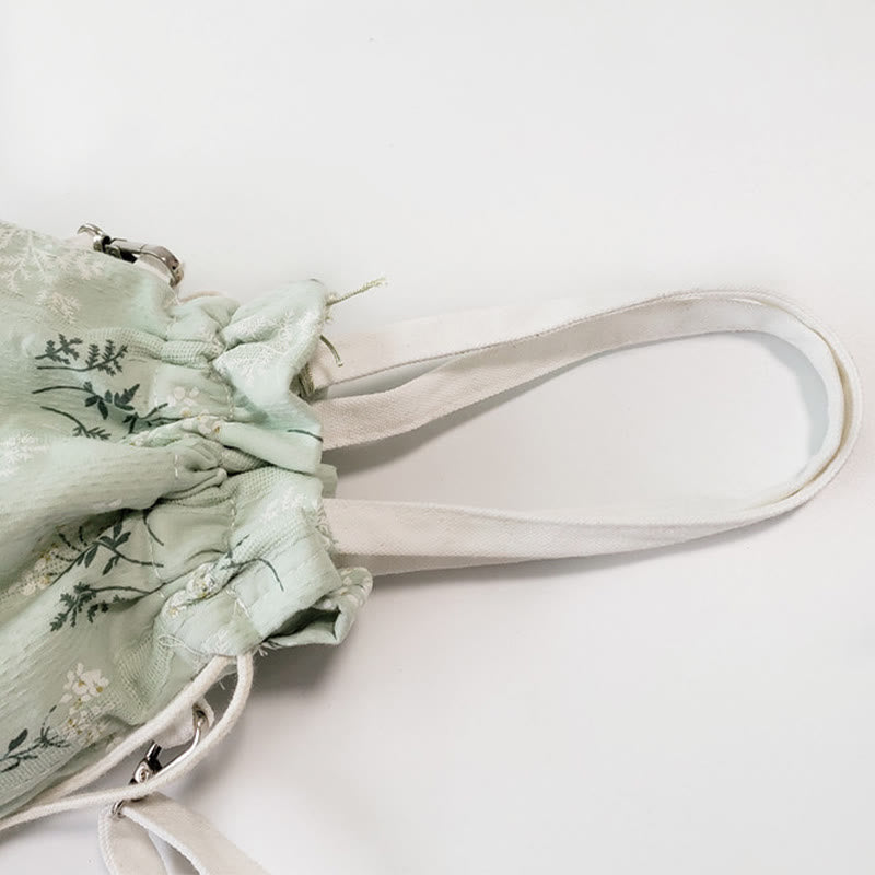 Sac fourre-tout en toile avec Buddha Stones , fleurs blanches et feuilles vertes, sac à bandoulière, sac à main