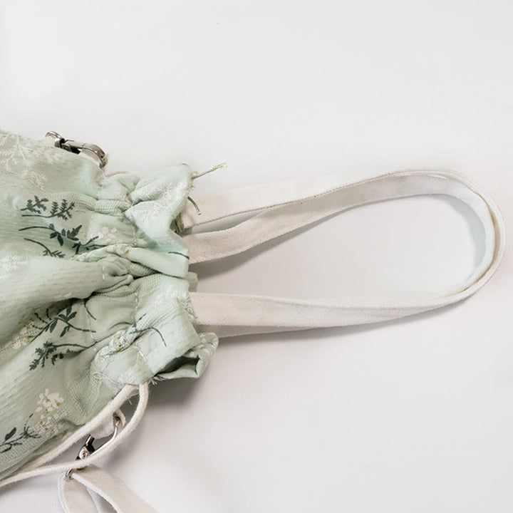 Sac fourre-tout en toile avec Buddha Stones , fleurs blanches et feuilles vertes, sac à bandoulière, sac à main