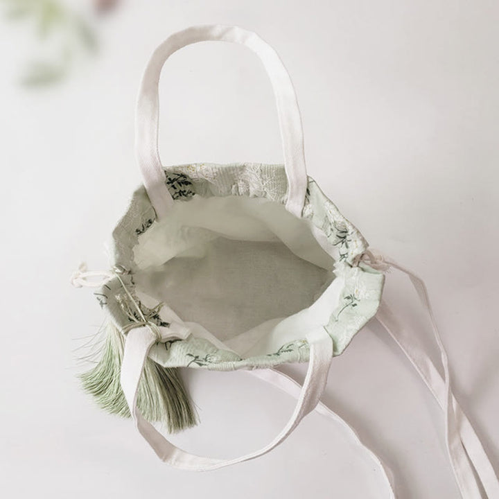 Sac fourre-tout en toile avec Buddha Stones , fleurs blanches et feuilles vertes, sac à bandoulière, sac à main