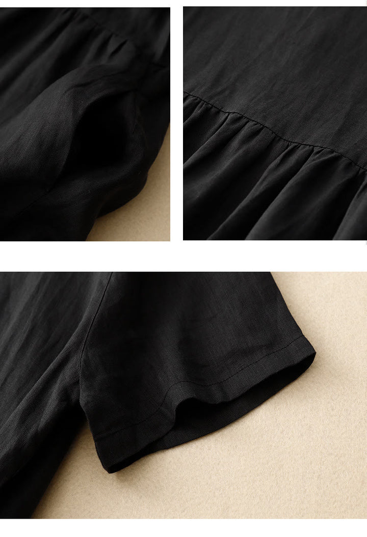Robe mi - longue décontractée à manches courtes et bretelles à nœud papillon pour femme avec poches - image 12