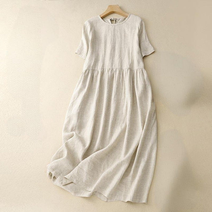 Robe mi - longue décontractée à manches courtes et bretelles à nœud papillon pour femme avec poches - Beige - US8-10，UK/AU12-14，EU40-42 (2XL) - image 13