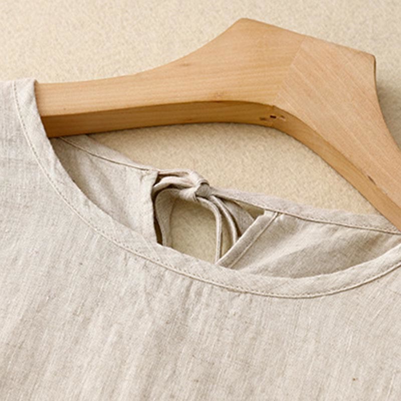 Robe mi - longue décontractée à manches courtes et bretelles à nœud papillon pour femme avec poches - image 17