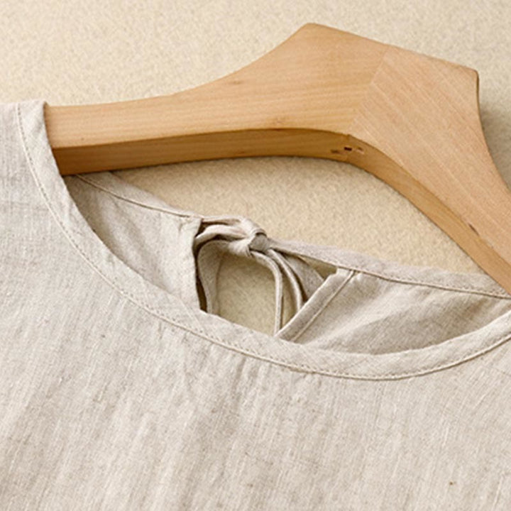 Robe mi - longue décontractée à manches courtes et bretelles à nœud papillon pour femme avec poches - image 17