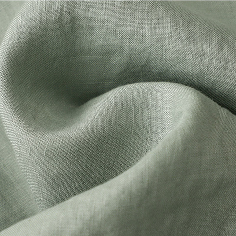 Robe longue décontractée en coton et lin avec poches et boutons, Buddha Stones ras du cou et volants, manches courtes, pour femme